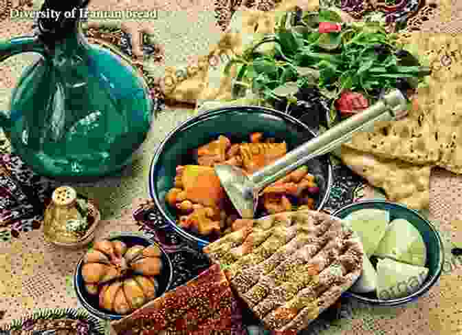 A Variety Of Iranian Breads On Display, Including Sangak, Barbari, Lavash, And Taftan. History Of Bread In Iran