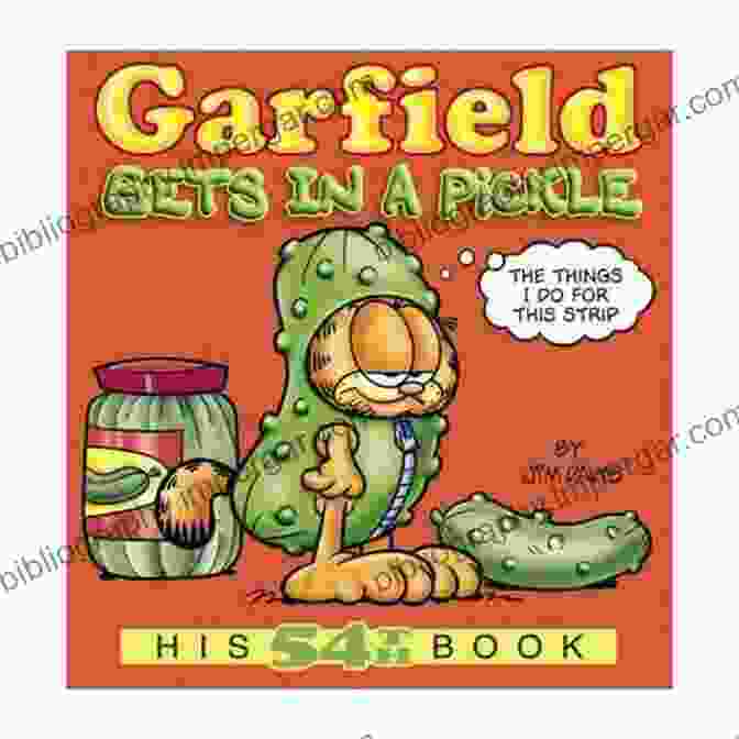 Garfield Gets In Pickle Book Cover, Depicting Garfield Eating Pickles Garfield Gets In A Pickle: His 54th (Garfield Series)