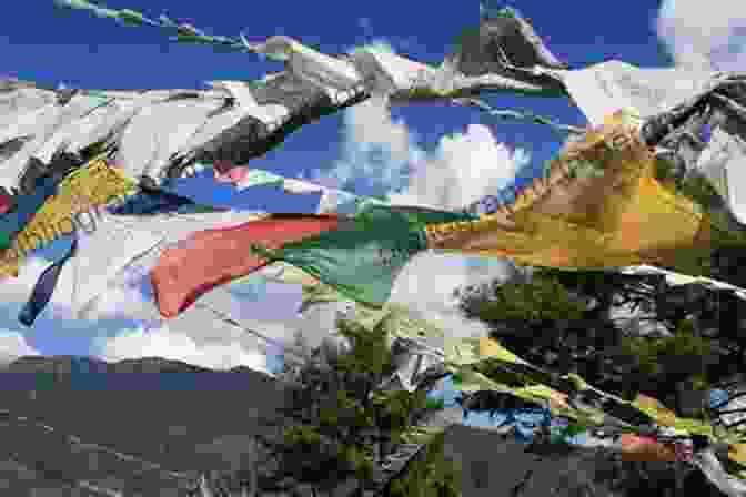 Prayer Flags Fluttering In The Wind Against A Mountain Backdrop In Bhutan ATARAXIA: 21 PLACES TO VISIT FOR COMPLETE LIFE TRANSFORMATION (Mental Wellbeing Spirituality Emotions Relationships 3)